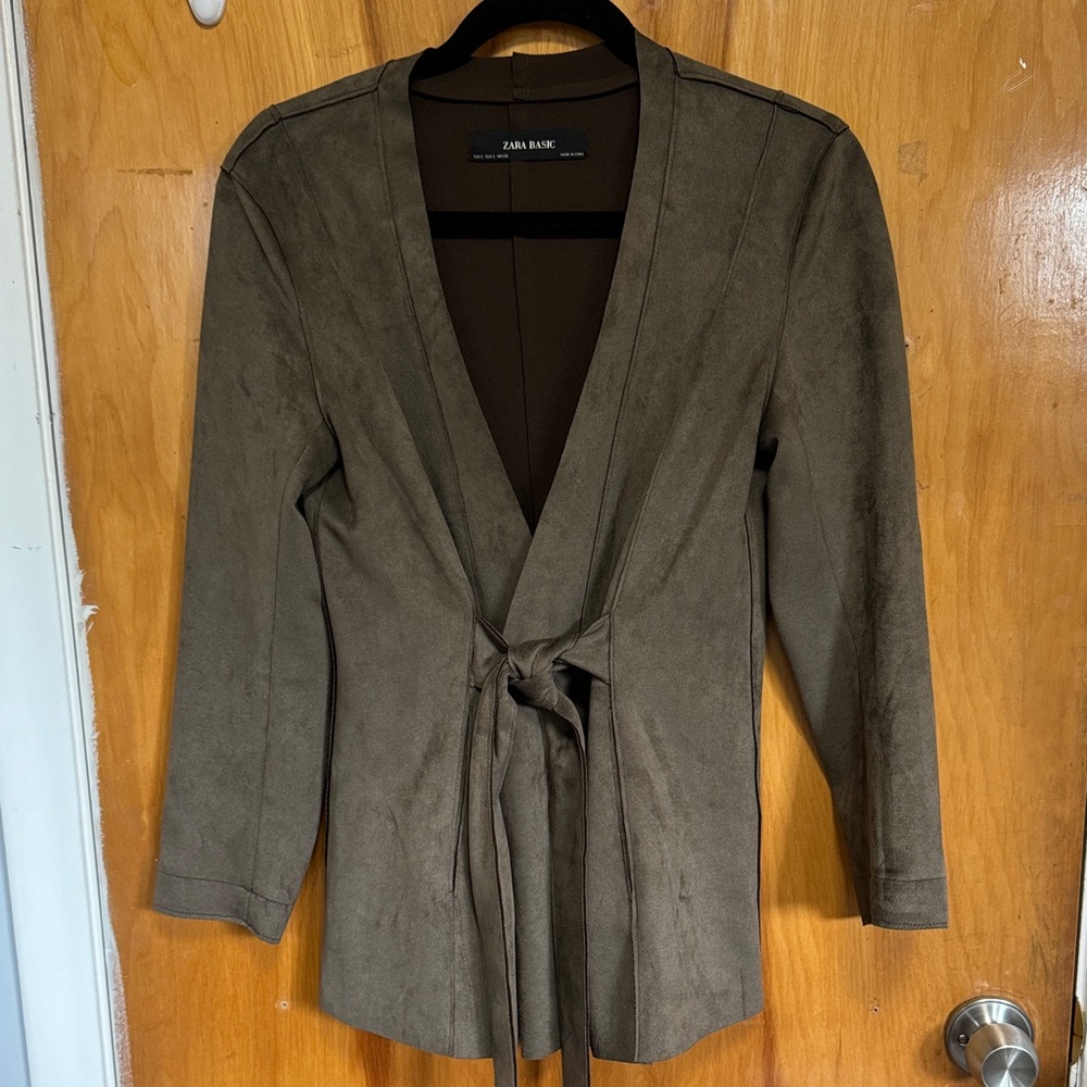 Zara Women's Olive Tie-Front Blazer